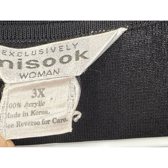 Exclusively Misook Black & Creamy Gold Tipped Jacket Sturdy Acrylic Knit 3X VTG - Picture 5 of 5